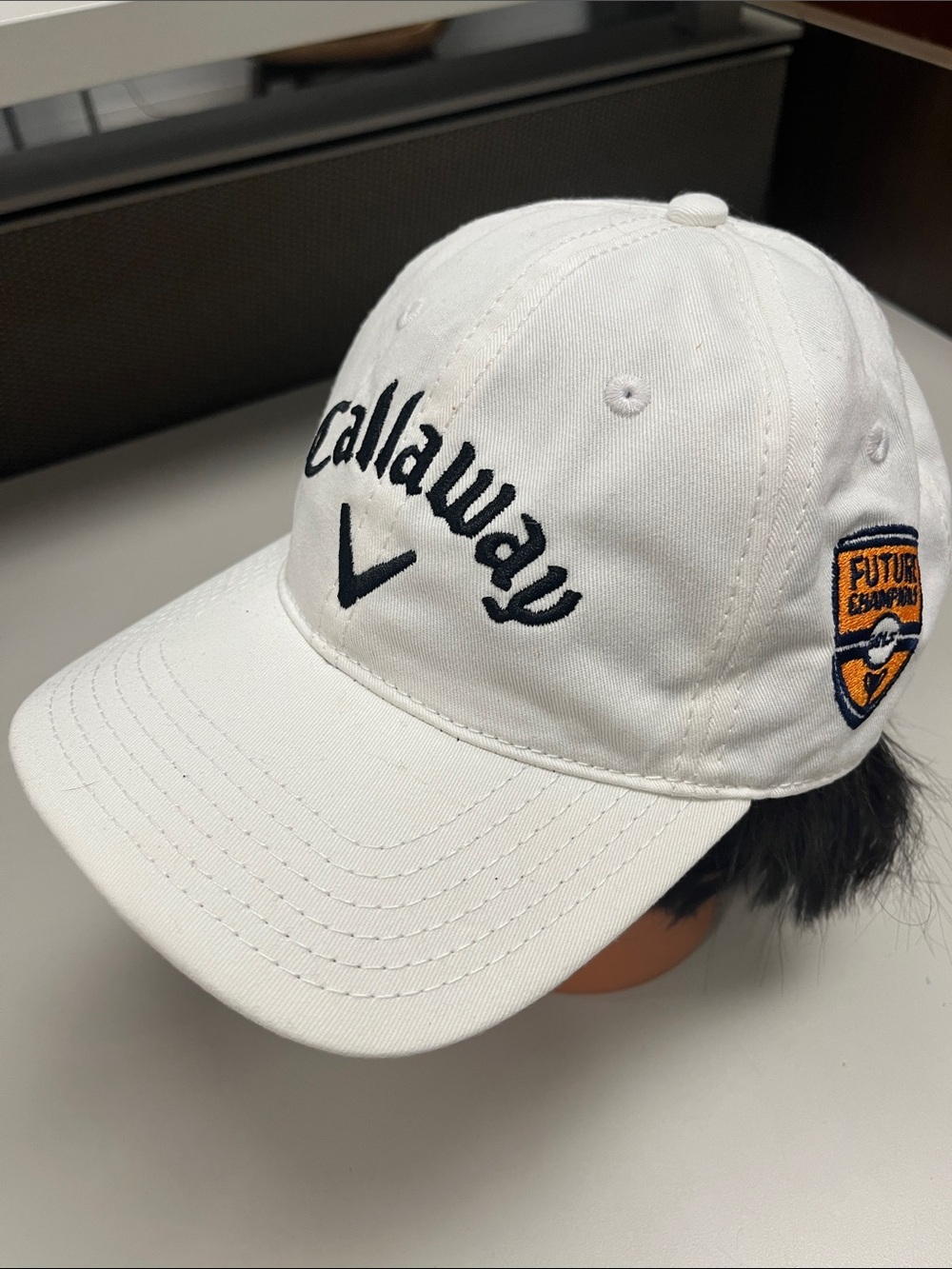 Callaway White Baseball Cap with Black Embroidery and Orange Patch